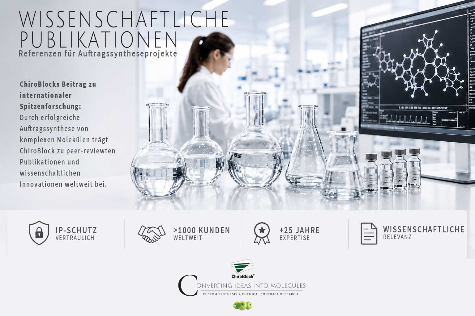 Wissenschaftliche Expertise und Referenzen für ChiroBlocks Auftragssyntheseservice anhand von weltweiten, peer-reviewten Publikationen